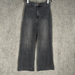 ROLLA'S‎ Women's Black Wash High Waist Wide Leg Jeans Denim Pockets